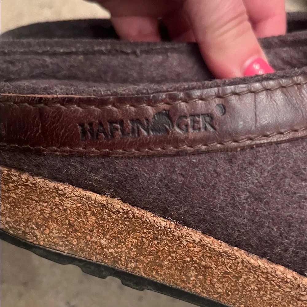 Haflinger Smoky Brown with leather Trim Wool Slip-On Clogs Unisex size 39
